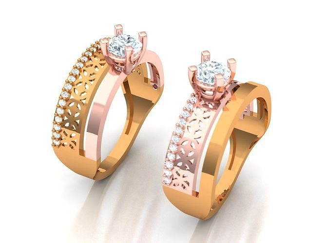 Womens Two piece solitaire ring 3D print model