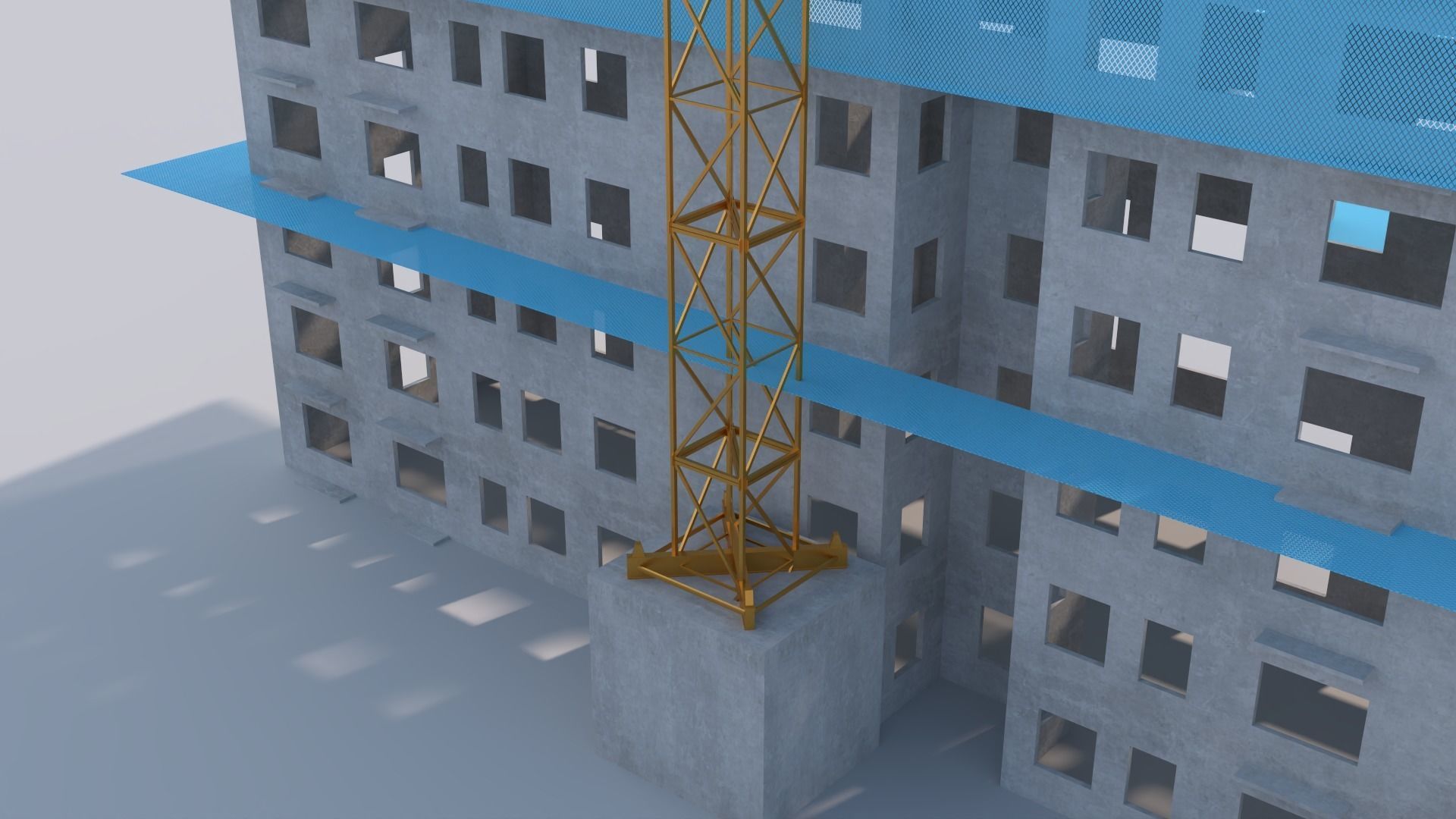 Construction Site Tower Crane 3D model_3