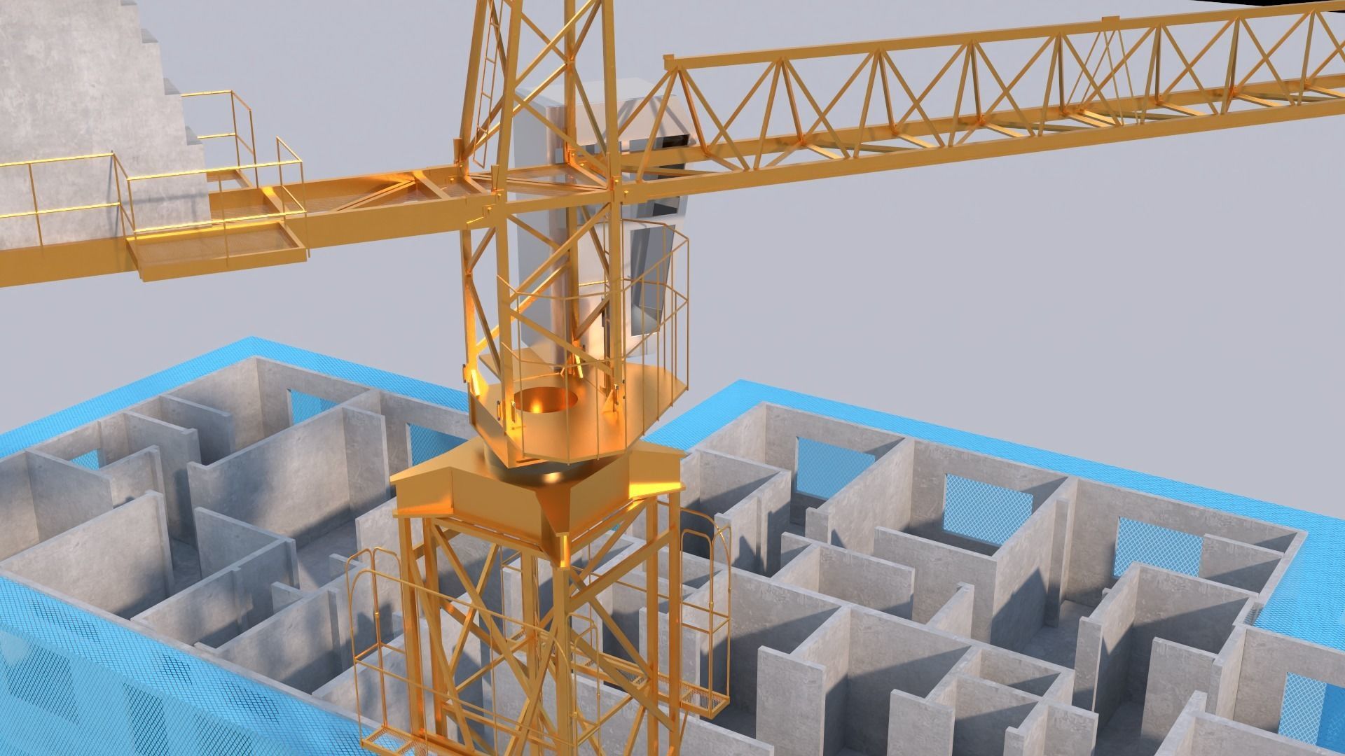 Construction Site Tower Crane 3D model_6