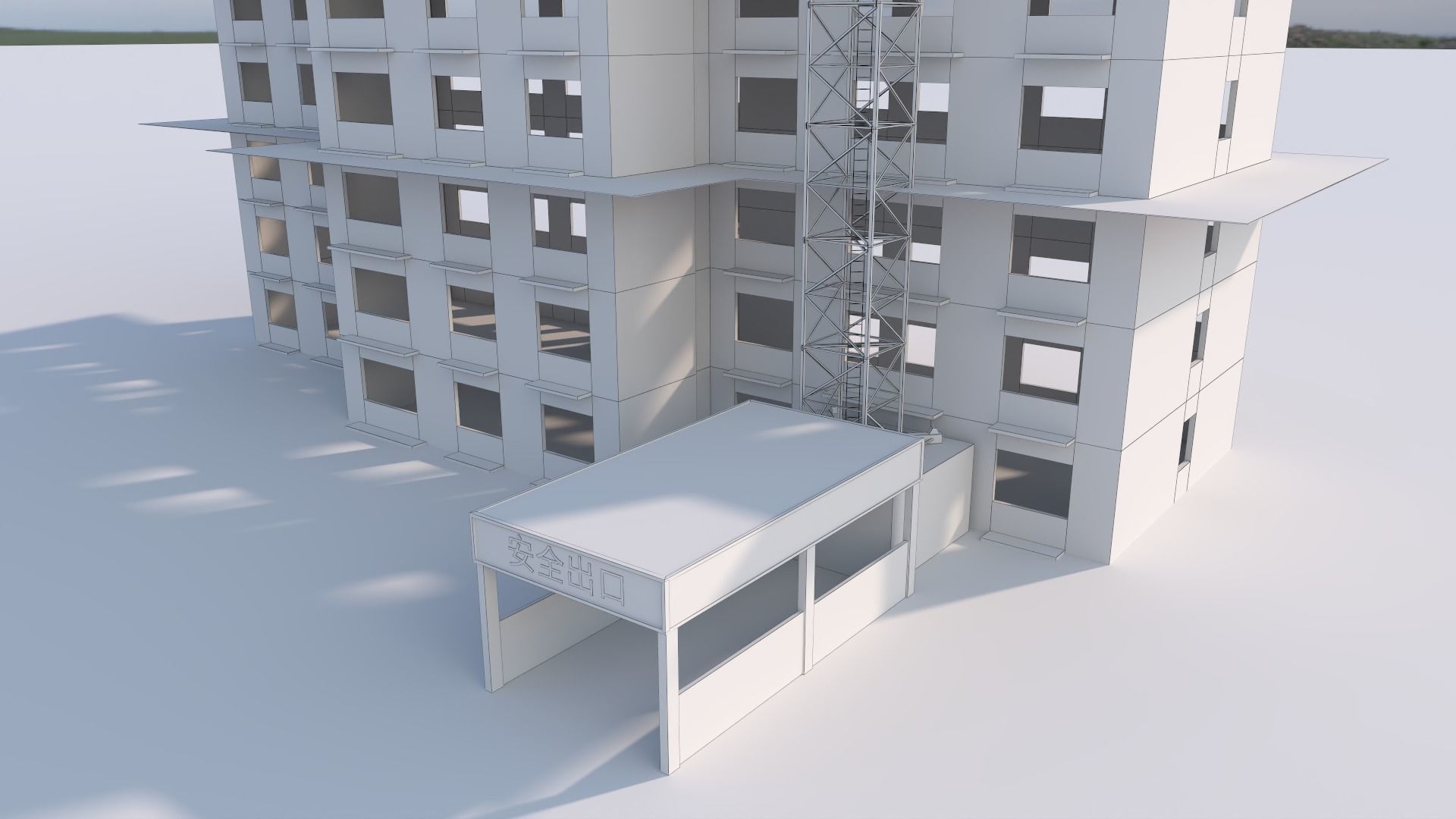 Construction Site Tower Crane 3D model_11