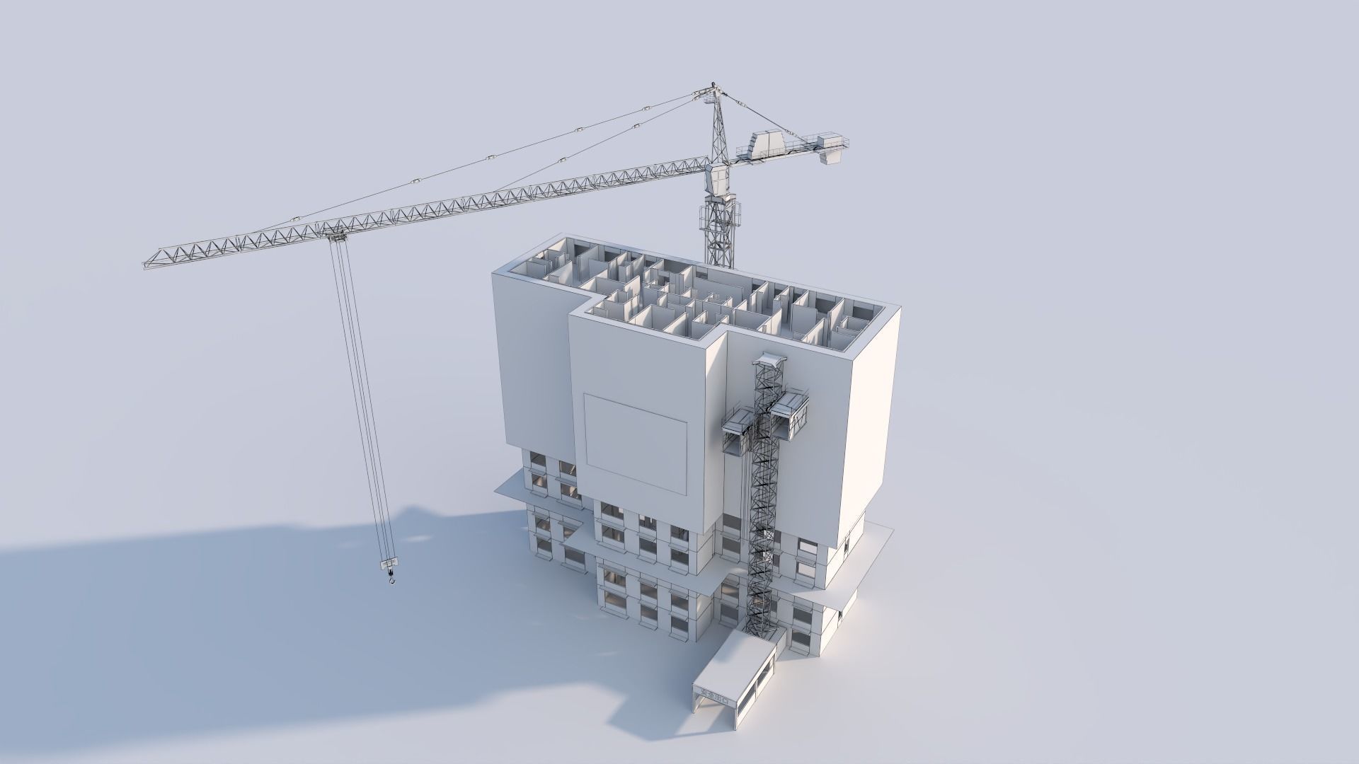 Construction Site Tower Crane 3D model_10