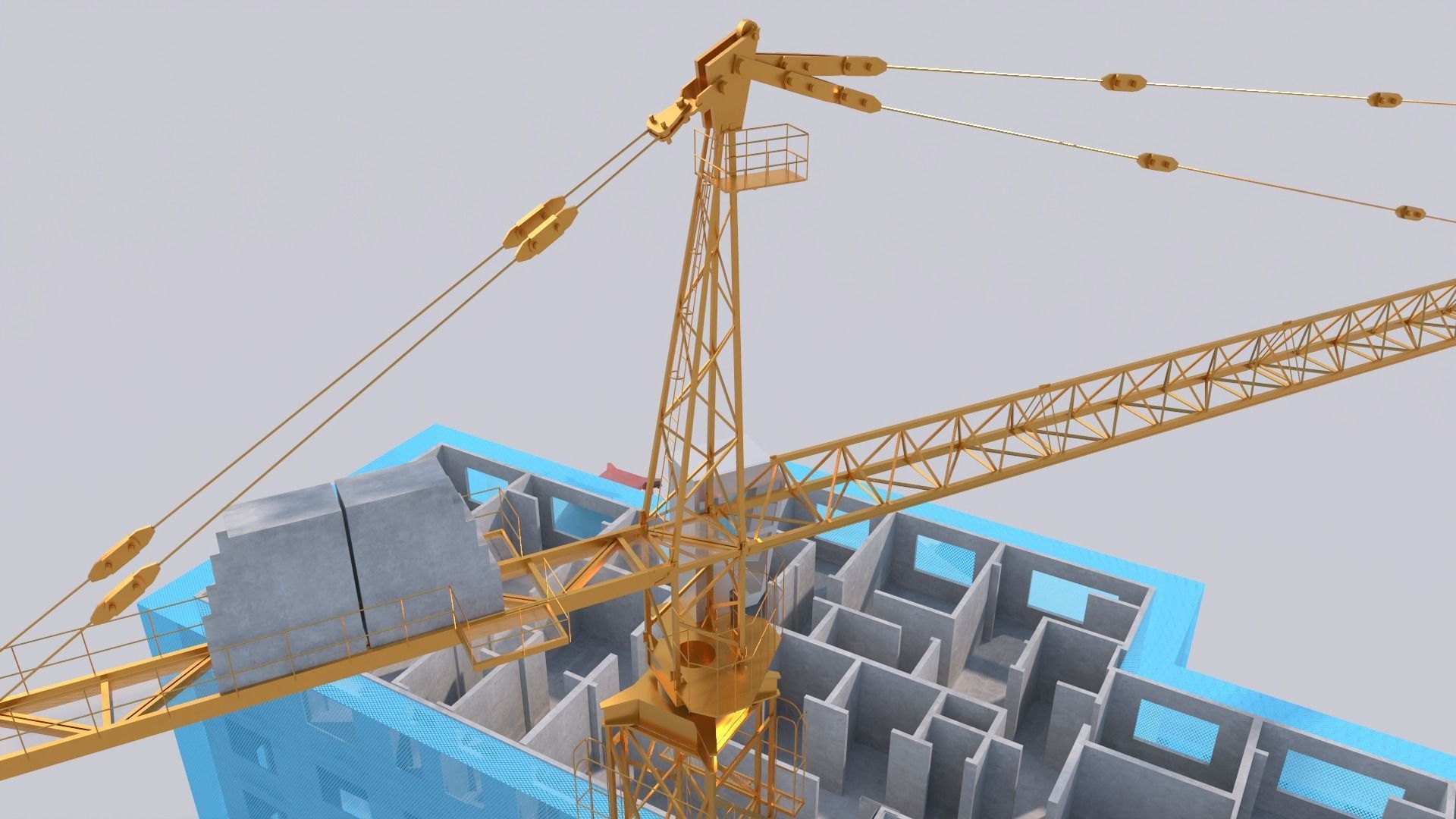Construction Site Tower Crane 3D model_9