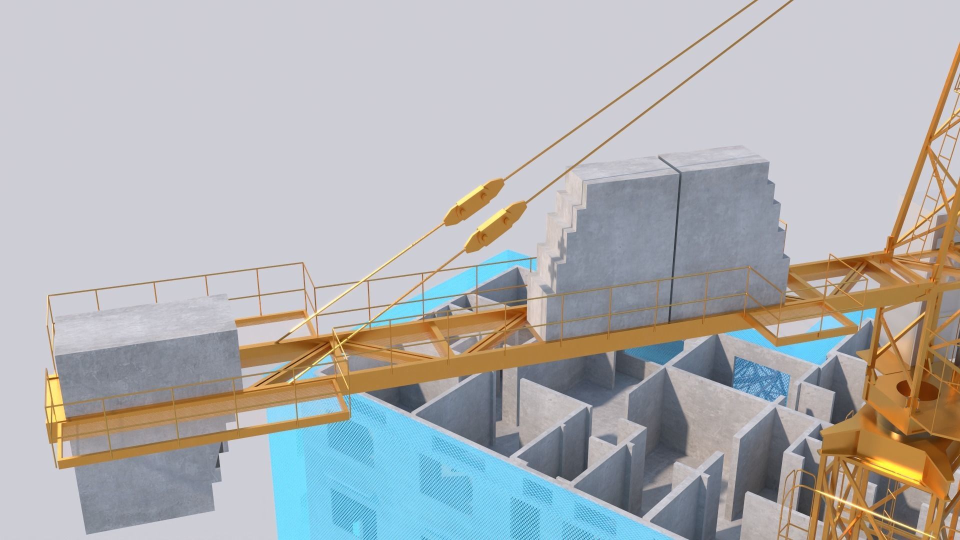 Construction Site Tower Crane 3D model_4
