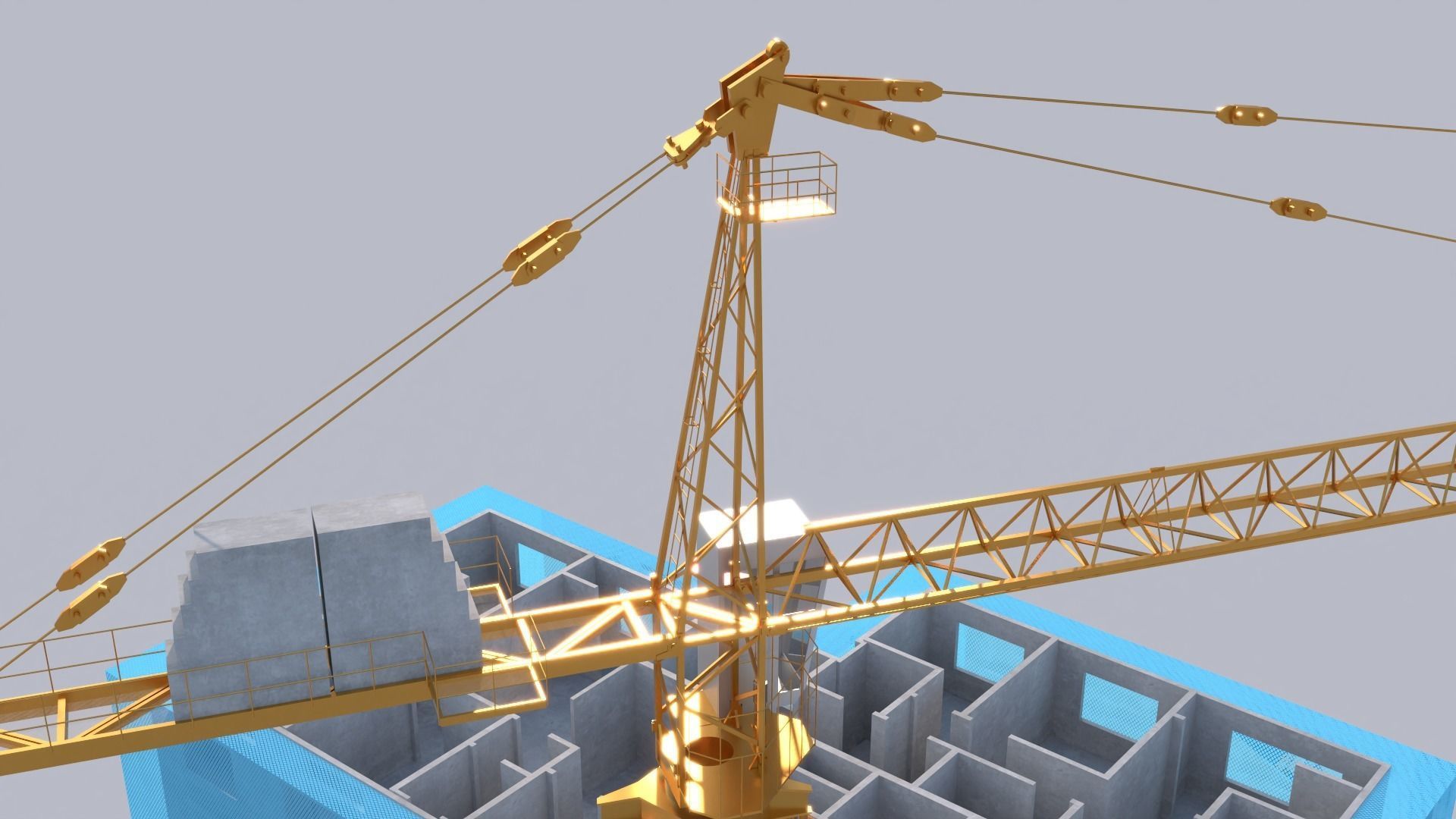Construction Site Tower Crane 3D model_5