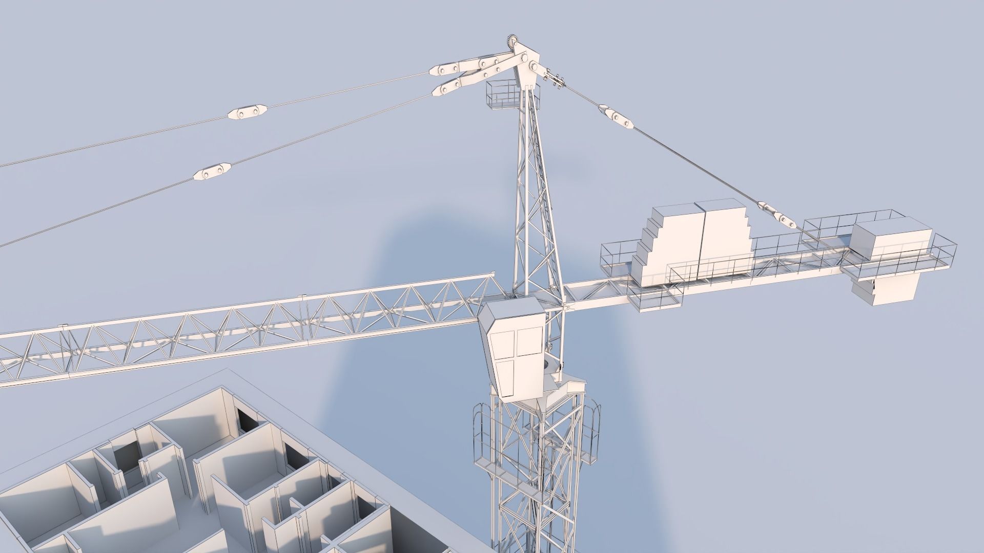 Construction Site Tower Crane 3D model_12