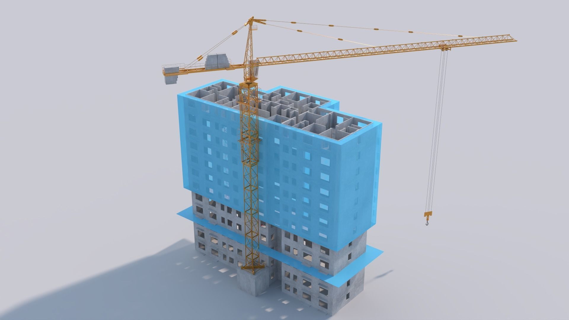 Construction Site Tower Crane 3D model_2