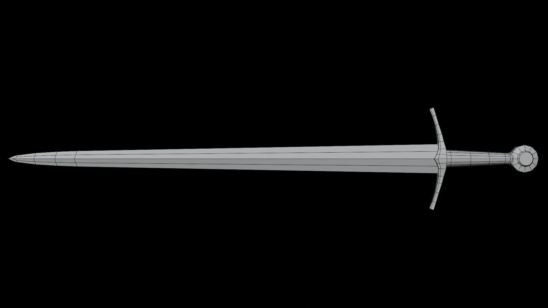 Medieval Sword Free low-poly 3D model_4