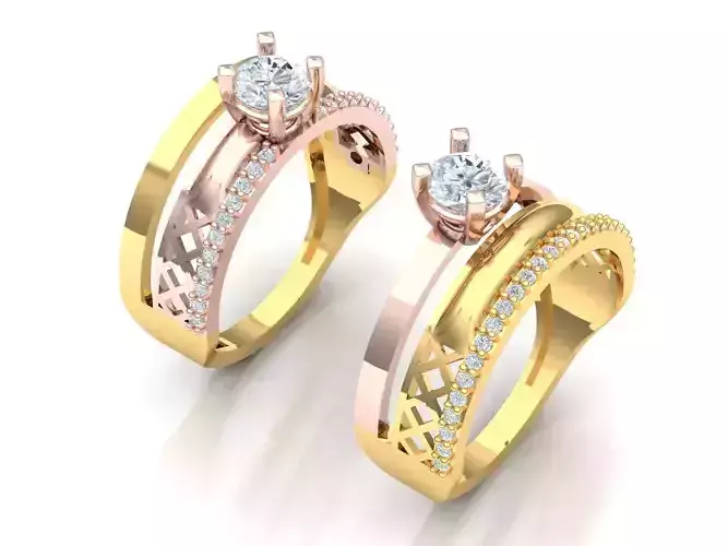 Womens Two piece solitaire ring 3D print model