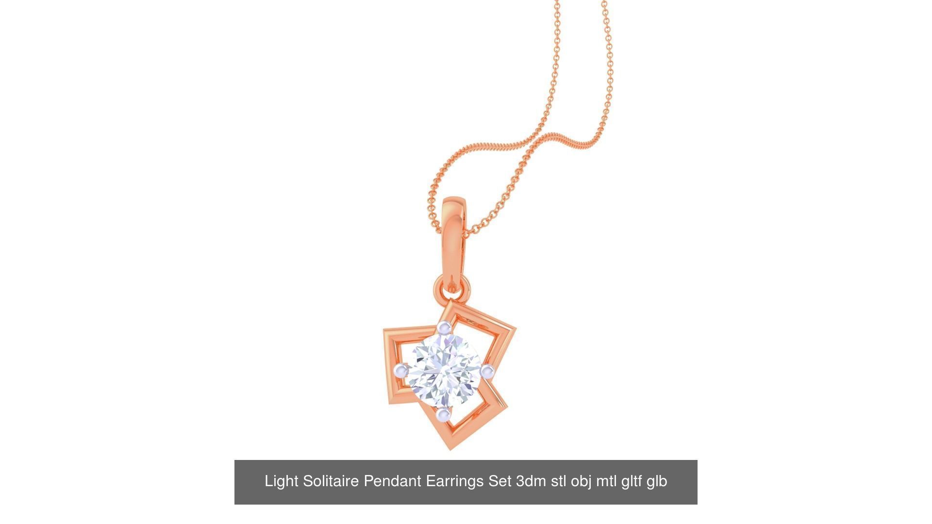 17 Light Solitaire Pendant Earrings Set 3dm stl obj mtl gltf glb 3D Model Collection_6