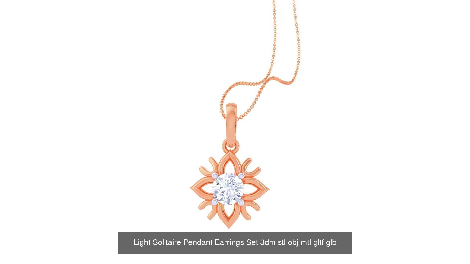 17 Light Solitaire Pendant Earrings Set 3dm stl obj mtl gltf glb 3D Model Collection_17