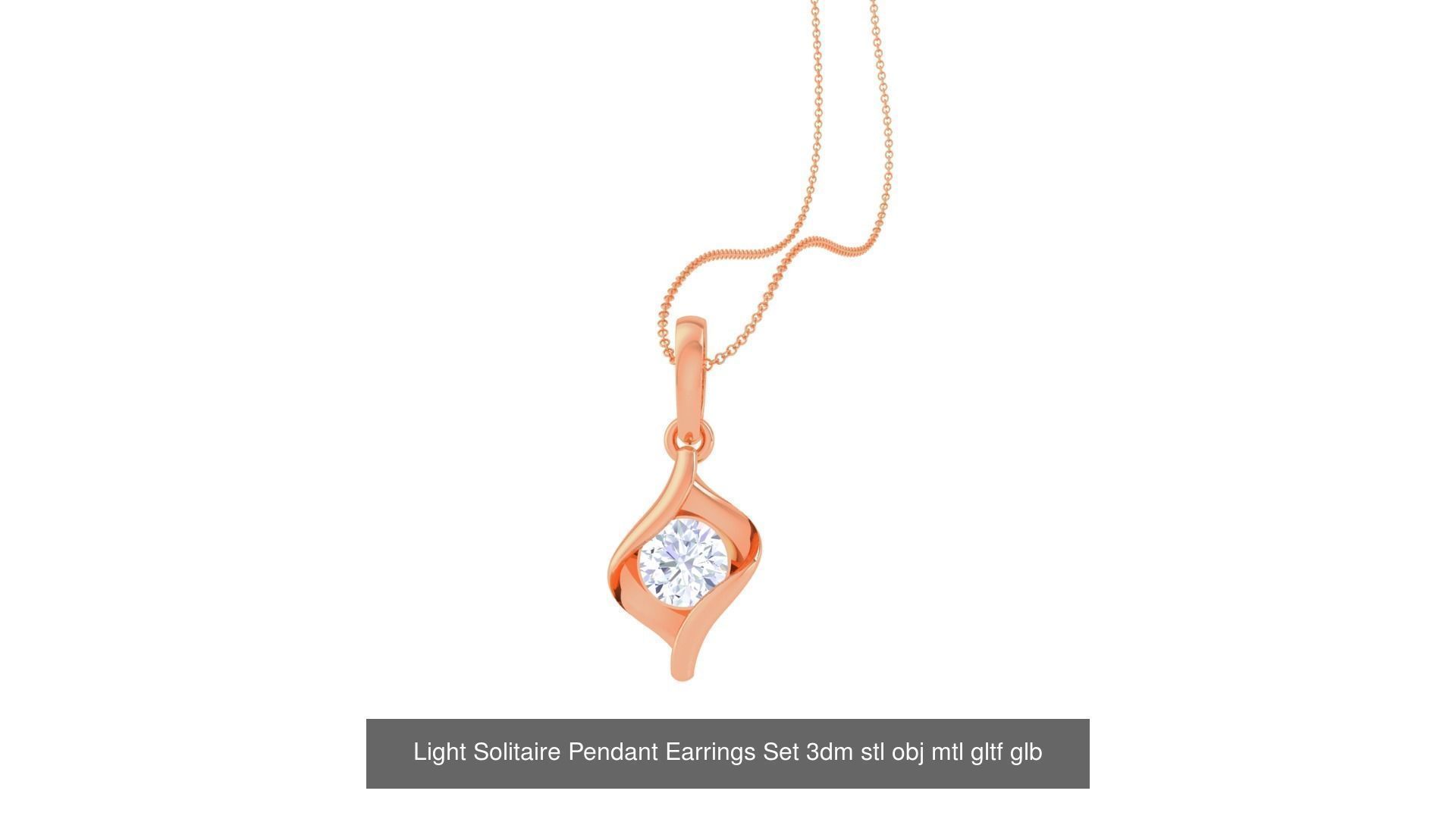 17 Light Solitaire Pendant Earrings Set 3dm stl obj mtl gltf glb 3D Model Collection_3