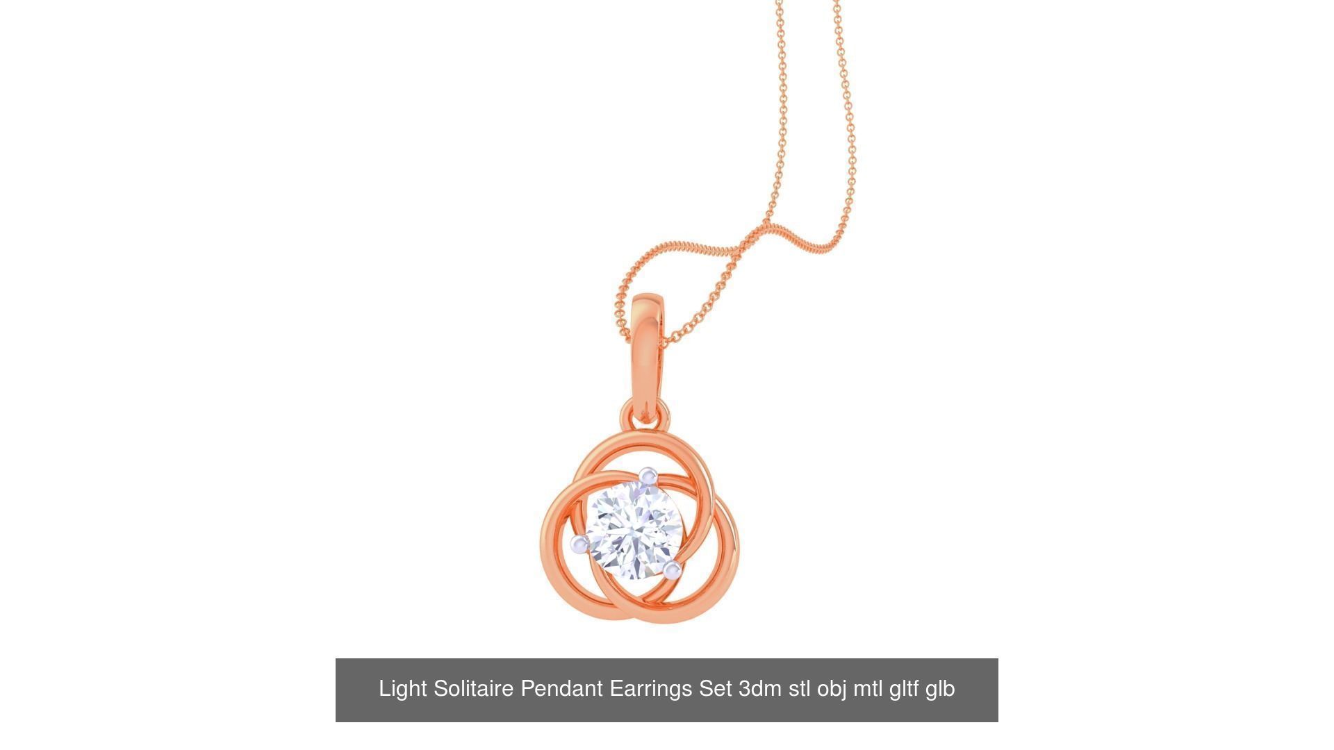 17 Light Solitaire Pendant Earrings Set 3dm stl obj mtl gltf glb 3D Model Collection_1