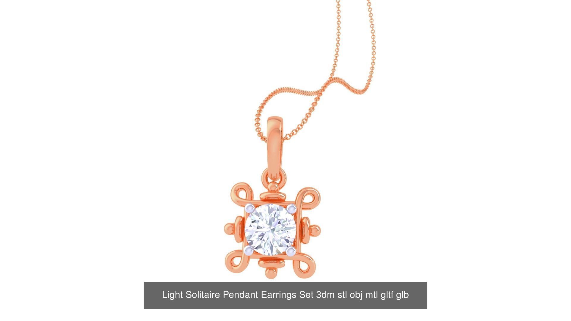 17 Light Solitaire Pendant Earrings Set 3dm stl obj mtl gltf glb 3D Model Collection_7