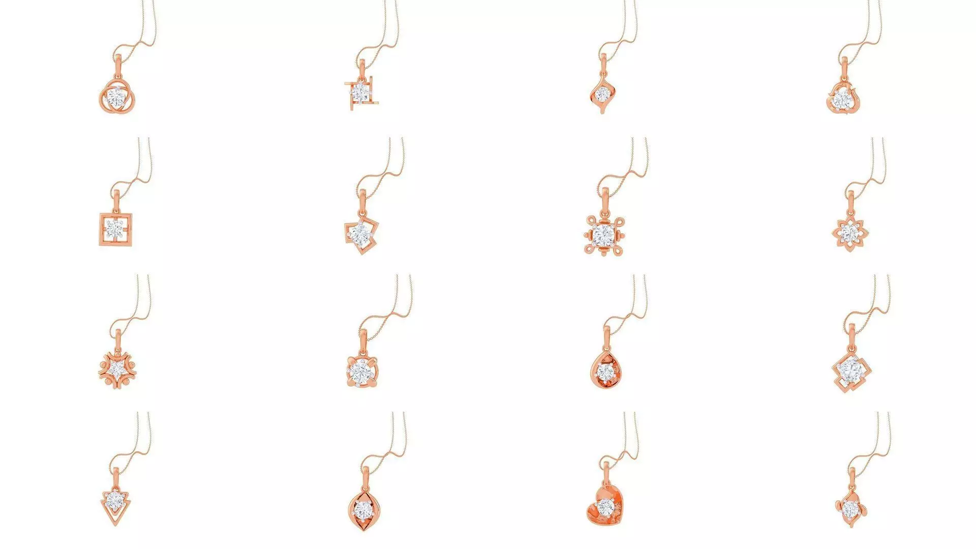 17 Light Solitaire Pendant Earrings Set 3dm stl obj mtl gltf glb 3D Model Collection_0