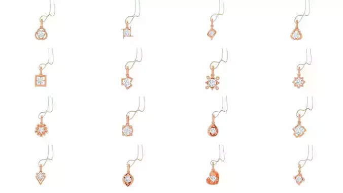 17 Light Solitaire Pendant Earrings Set 3dm stl obj mtl gltf glb