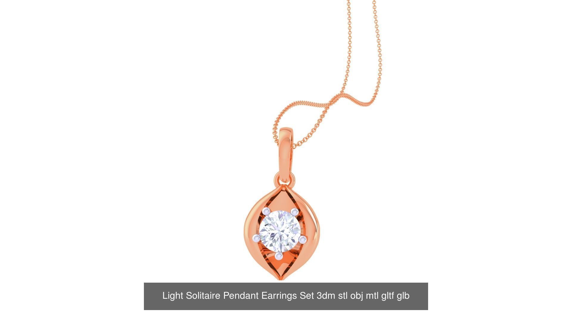 17 Light Solitaire Pendant Earrings Set 3dm stl obj mtl gltf glb 3D Model Collection_14