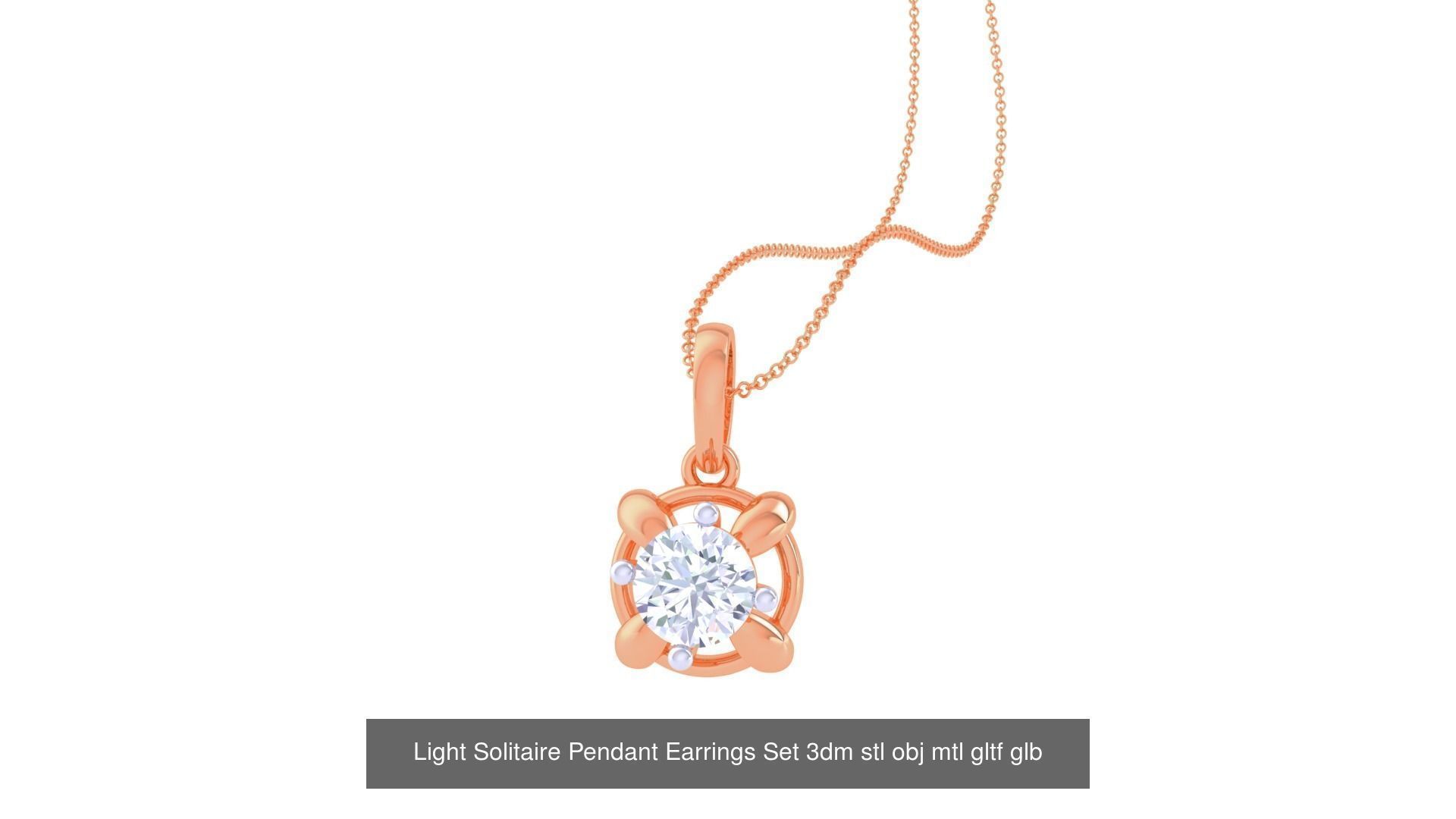 17 Light Solitaire Pendant Earrings Set 3dm stl obj mtl gltf glb 3D Model Collection_10