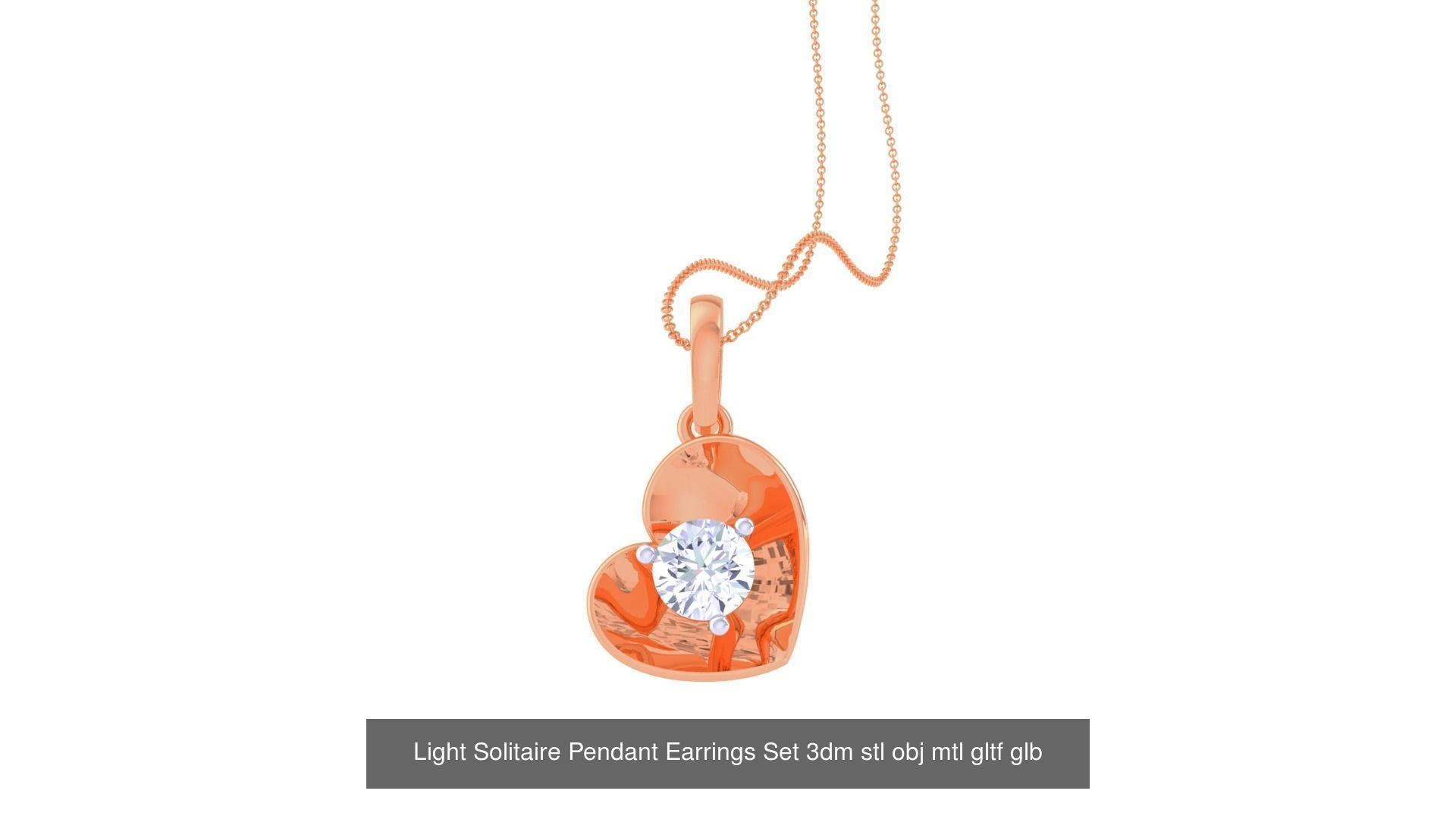 17 Light Solitaire Pendant Earrings Set 3dm stl obj mtl gltf glb 3D Model Collection_15