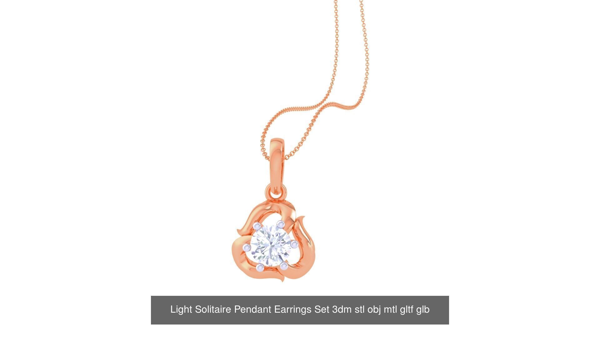 17 Light Solitaire Pendant Earrings Set 3dm stl obj mtl gltf glb 3D Model Collection_4