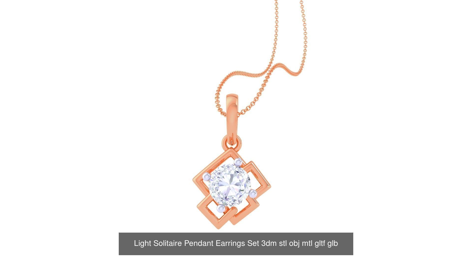 17 Light Solitaire Pendant Earrings Set 3dm stl obj mtl gltf glb 3D Model Collection_12