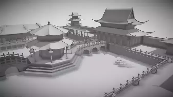 Chinese Tang Palace Low-poly 3D model