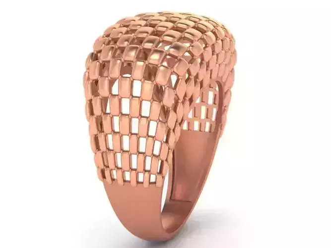 Net Wire Mesh High Jewelry Cocktail Plain Gold Ring 3D print model