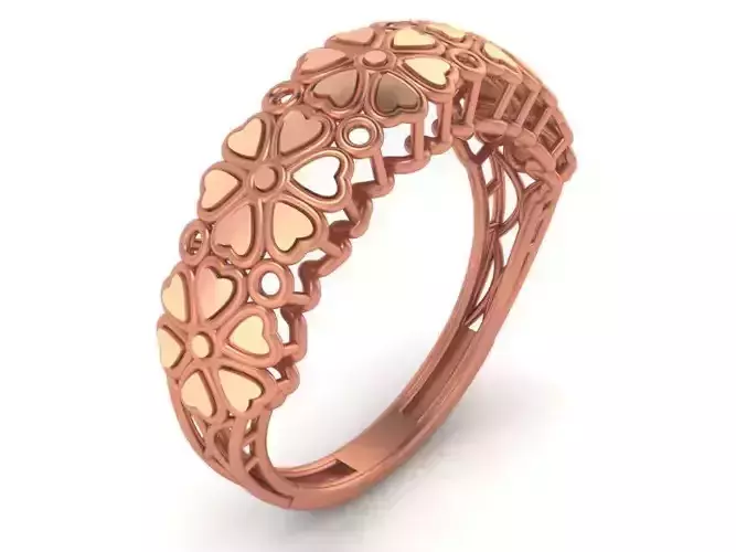 Flower Wire Mesh High Jewelry Cocktail Plain Gold Ring