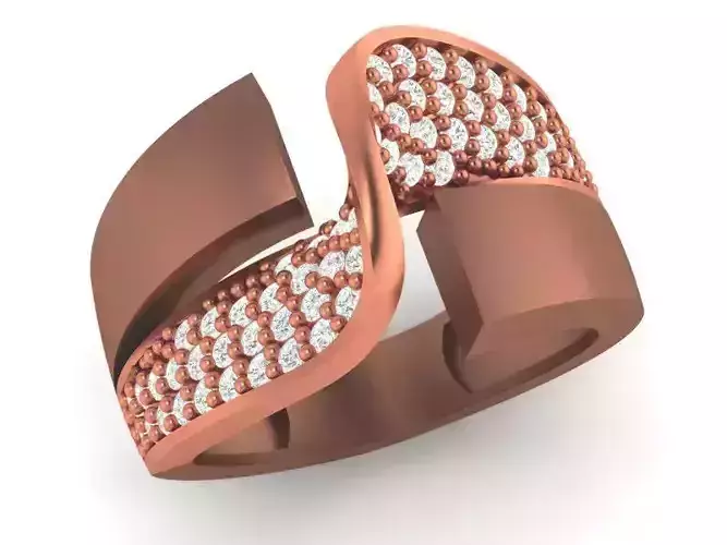 Curved Plate Wire Mesh High Jewelry Cocktail Ring