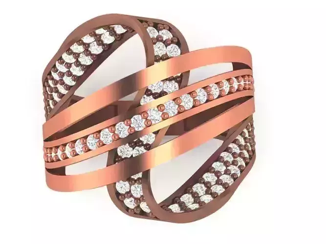 Wire Mesh Curved Plate High Jewelry Cocktail Ring