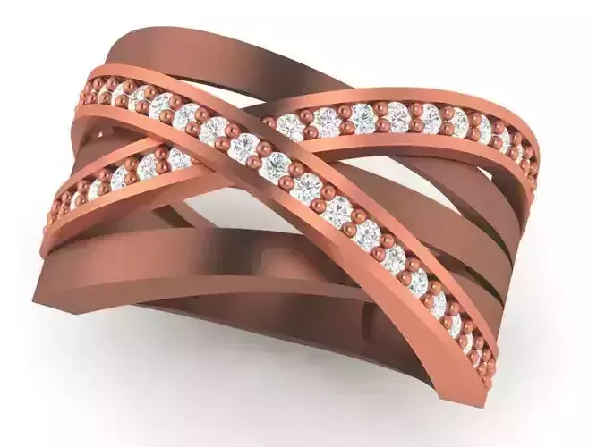 Wire Mesh Curved Plate High Jewelry Cocktail Ring