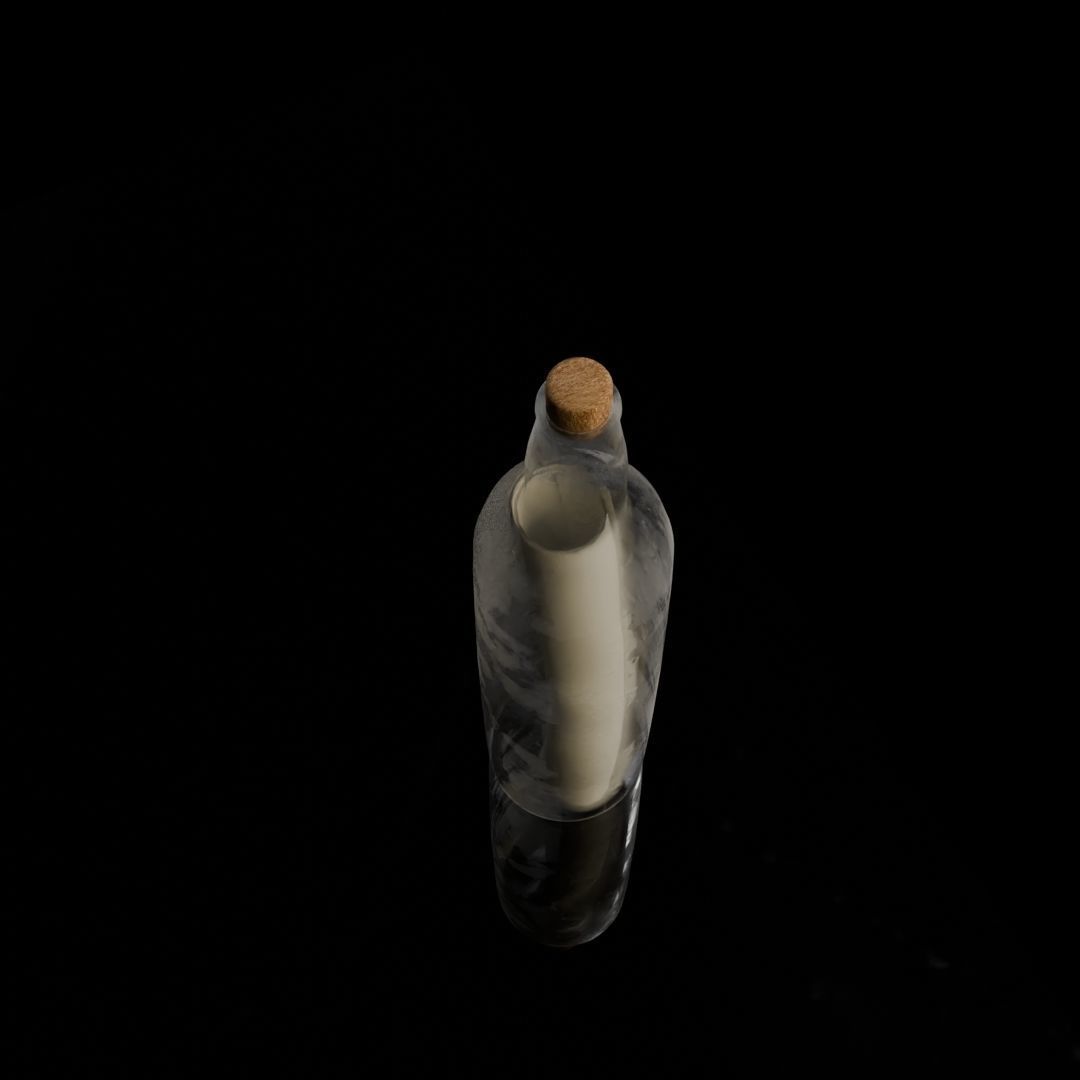 Message in a bottle Low-poly 3D model_7
