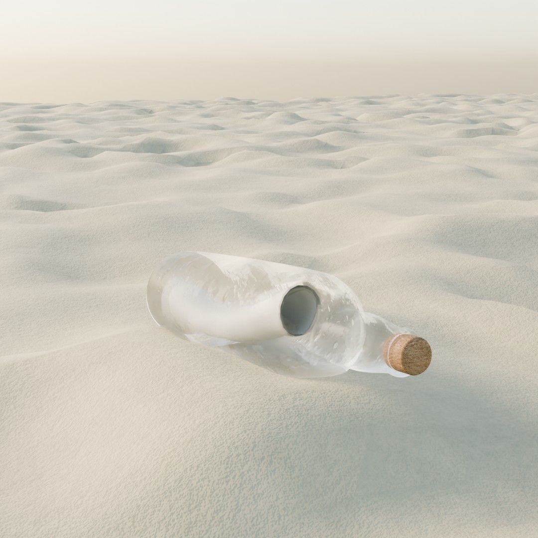 Message in a bottle Low-poly 3D model_4