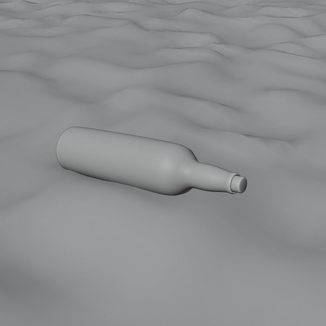 Message in a bottle Low-poly 3D model_10