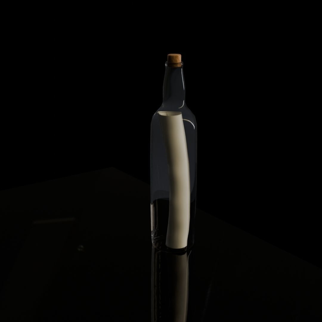 Message in a bottle Low-poly 3D model_8