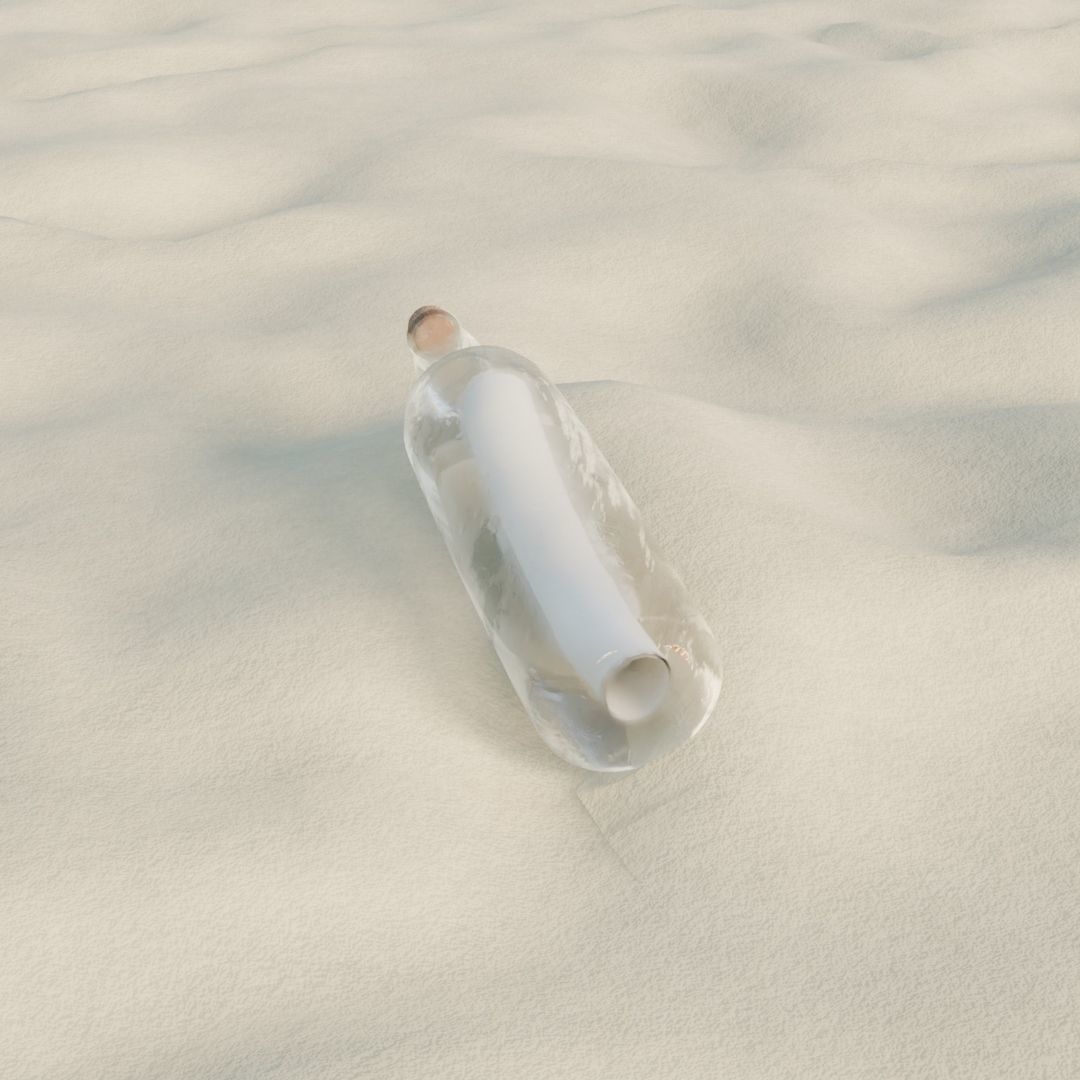 Message in a bottle Low-poly 3D model_6