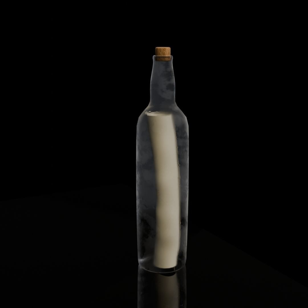 Message in a bottle Low-poly 3D model_1