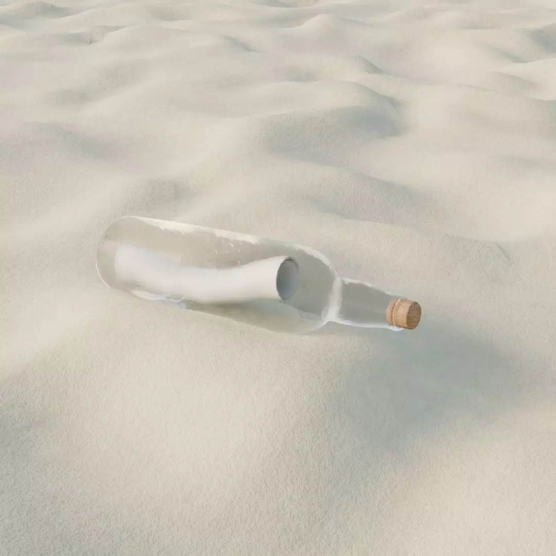 Message in a bottle Low-poly 3D model_0