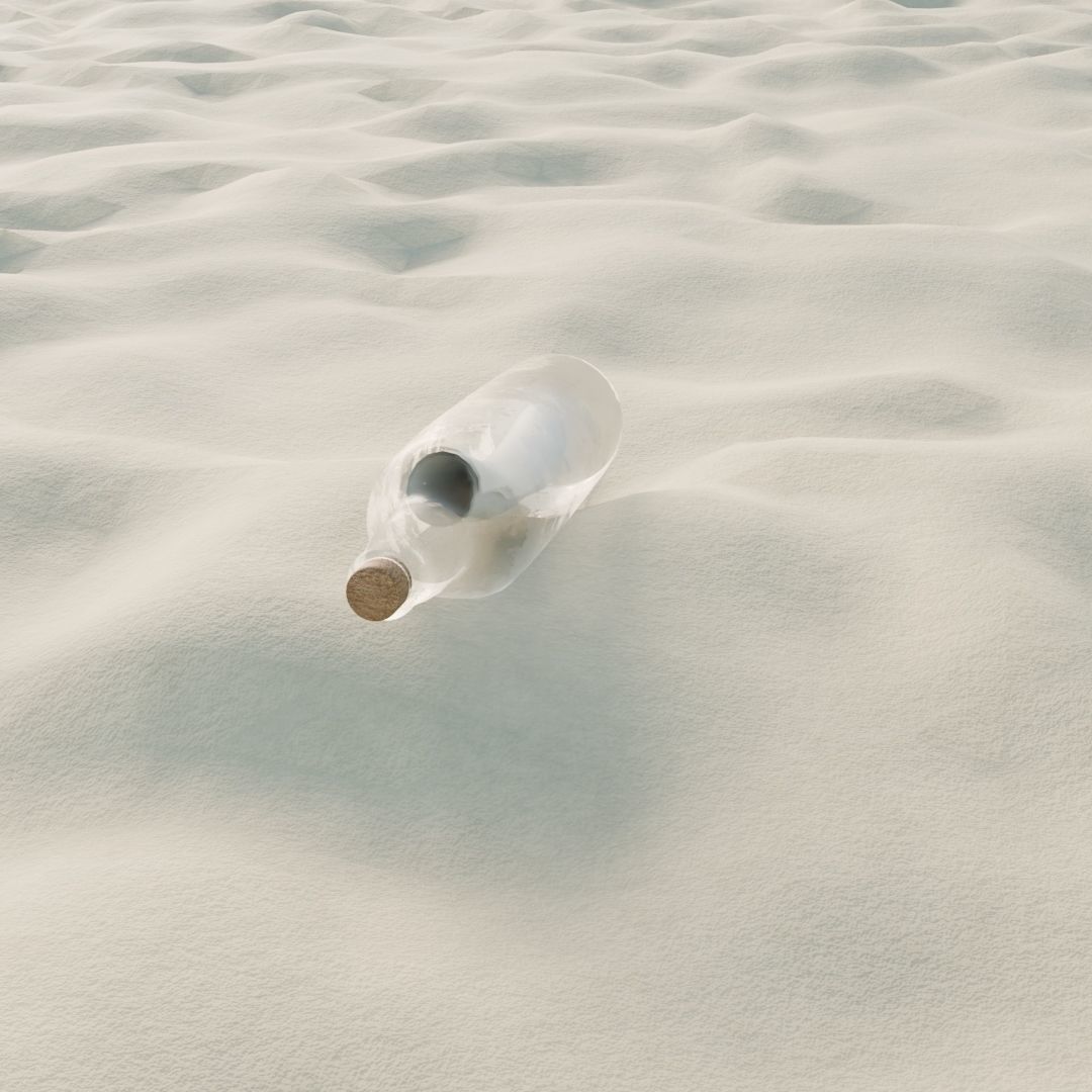 Message in a bottle Low-poly 3D model_5