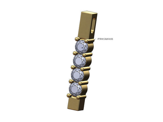4 diamond bar pendant charm 3D print model