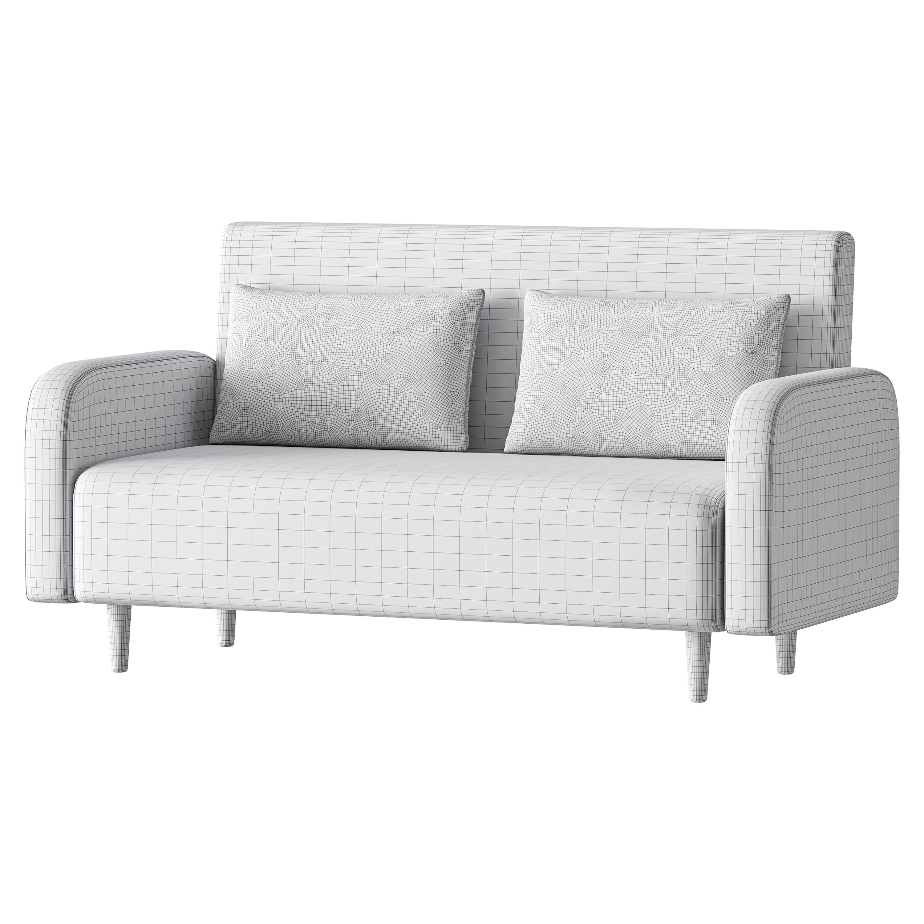Contemporary Seats 2 Solid Color Sofa 3D model_16