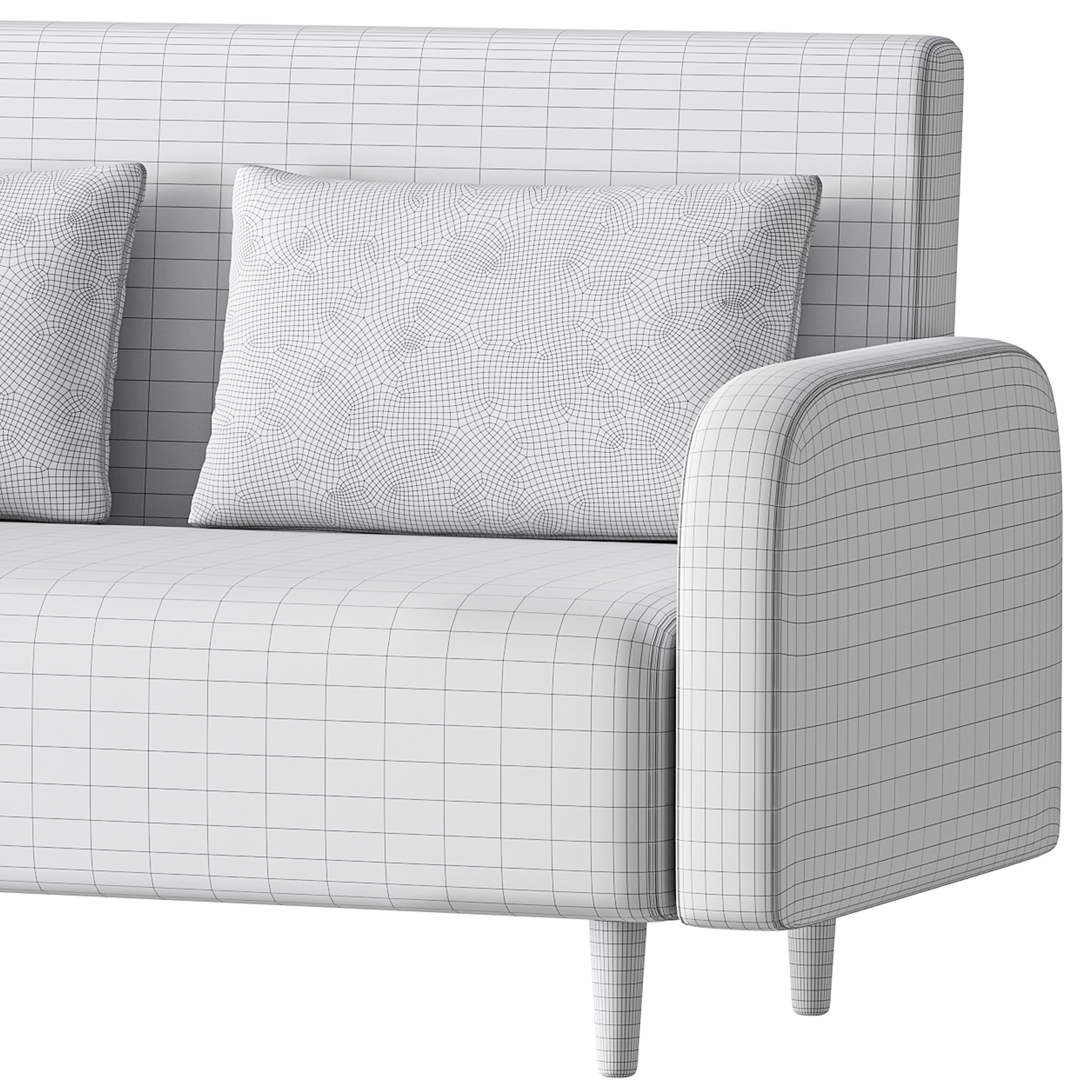 Contemporary Seats 2 Solid Color Sofa 3D model_17
