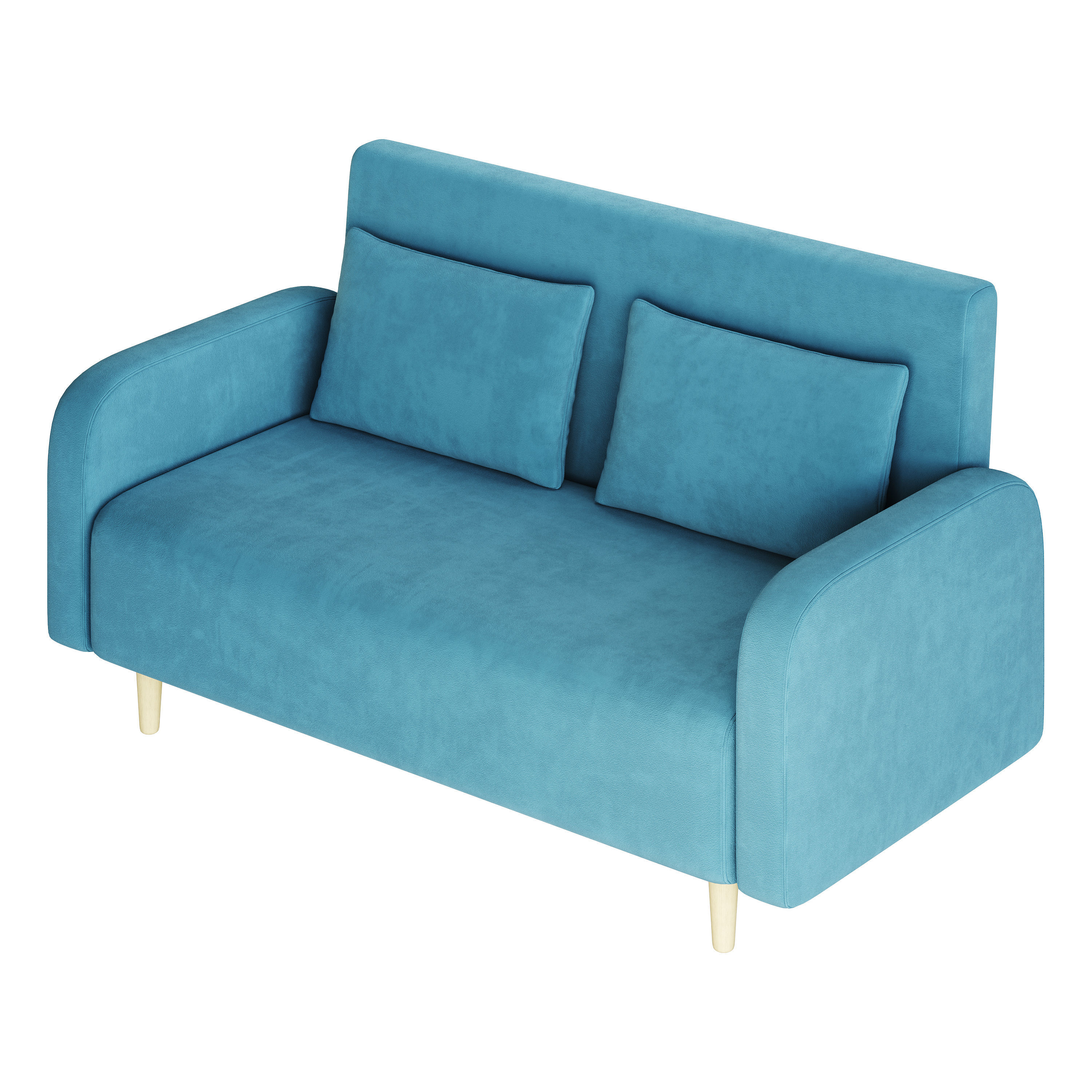 Contemporary Seats 2 Solid Color Sofa 3D model_2
