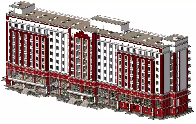 Hotel in Revit 3D model