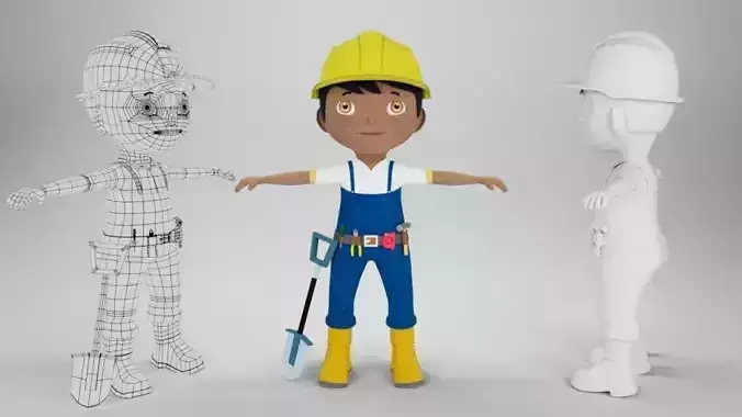3D Male construction worker