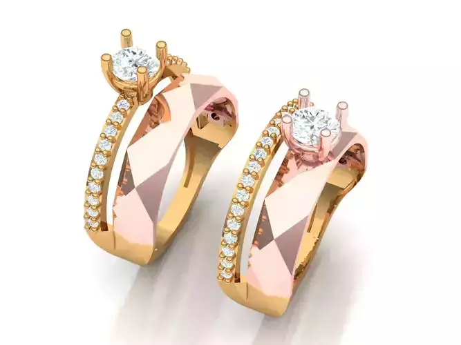 Womens Two piece solitaire ring