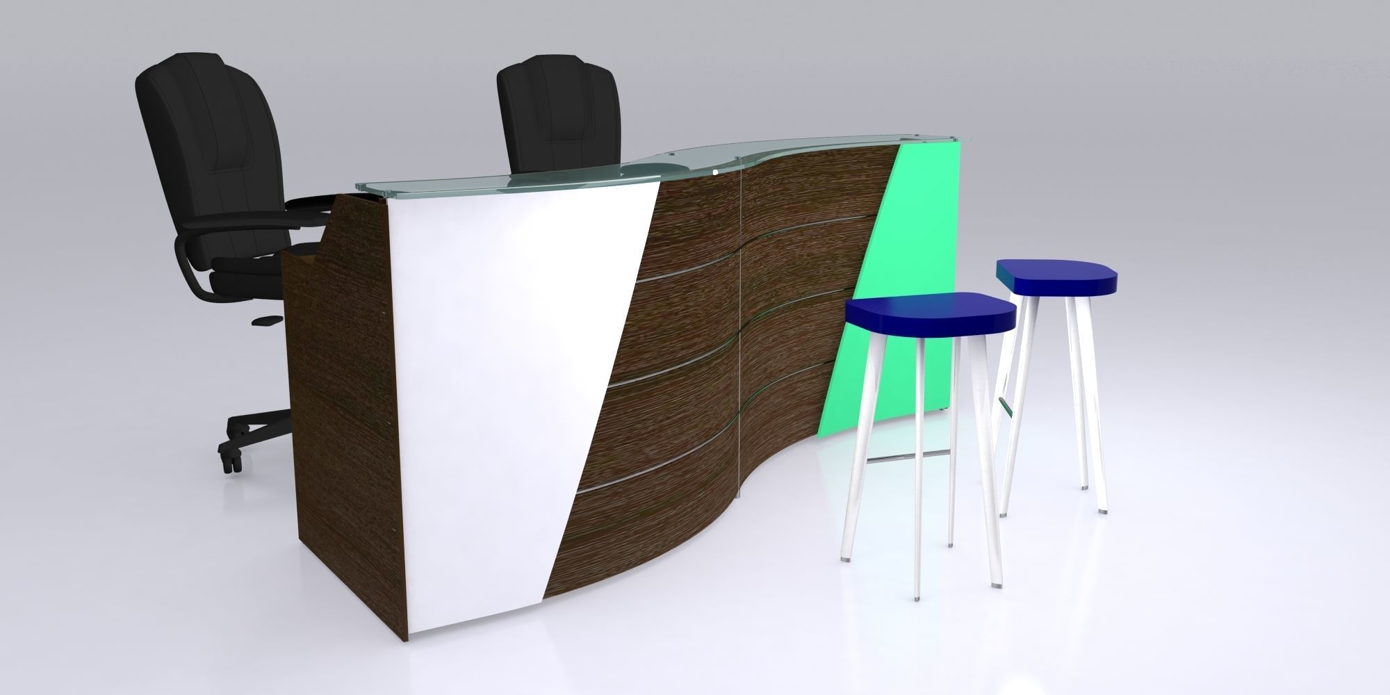 Reception Counter Design 3D model_2
