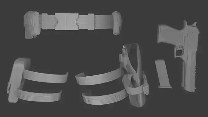 Belt Deagle Clip Leg Holster Leg Holster STL for action figures