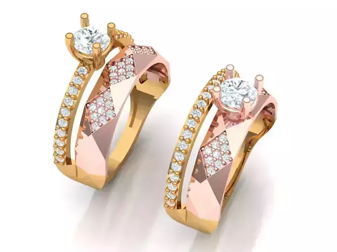 Womens Two piece solitaire ring