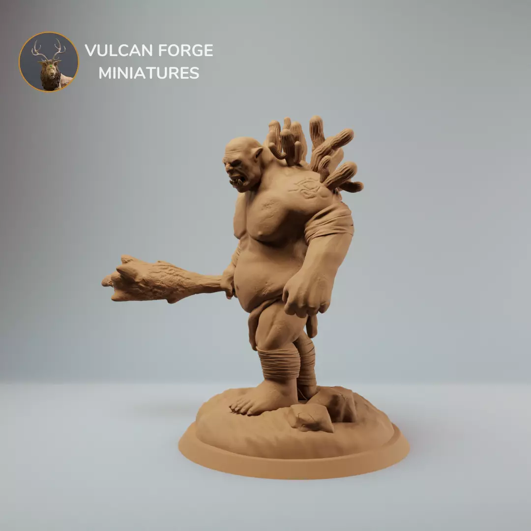Desert ogre with club dnd miniature - pre supported 3D print model