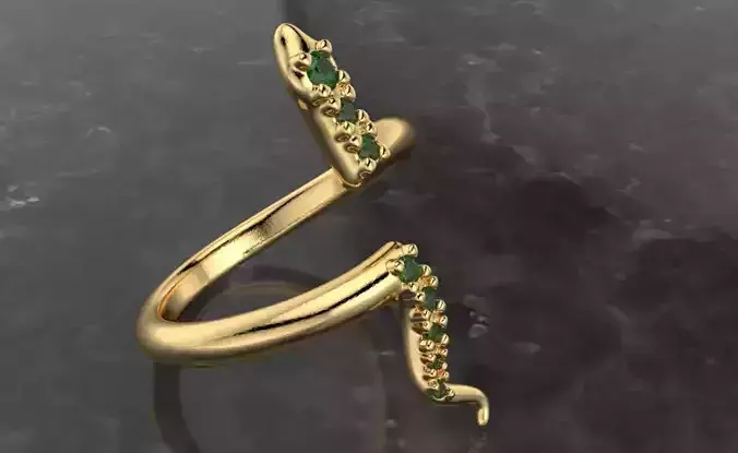 snake low poly ring whit gems adjustable 
